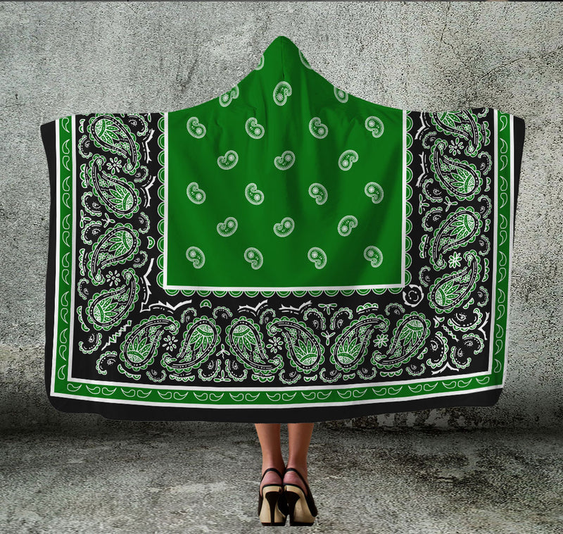 Green and Black Hooded Blanket
