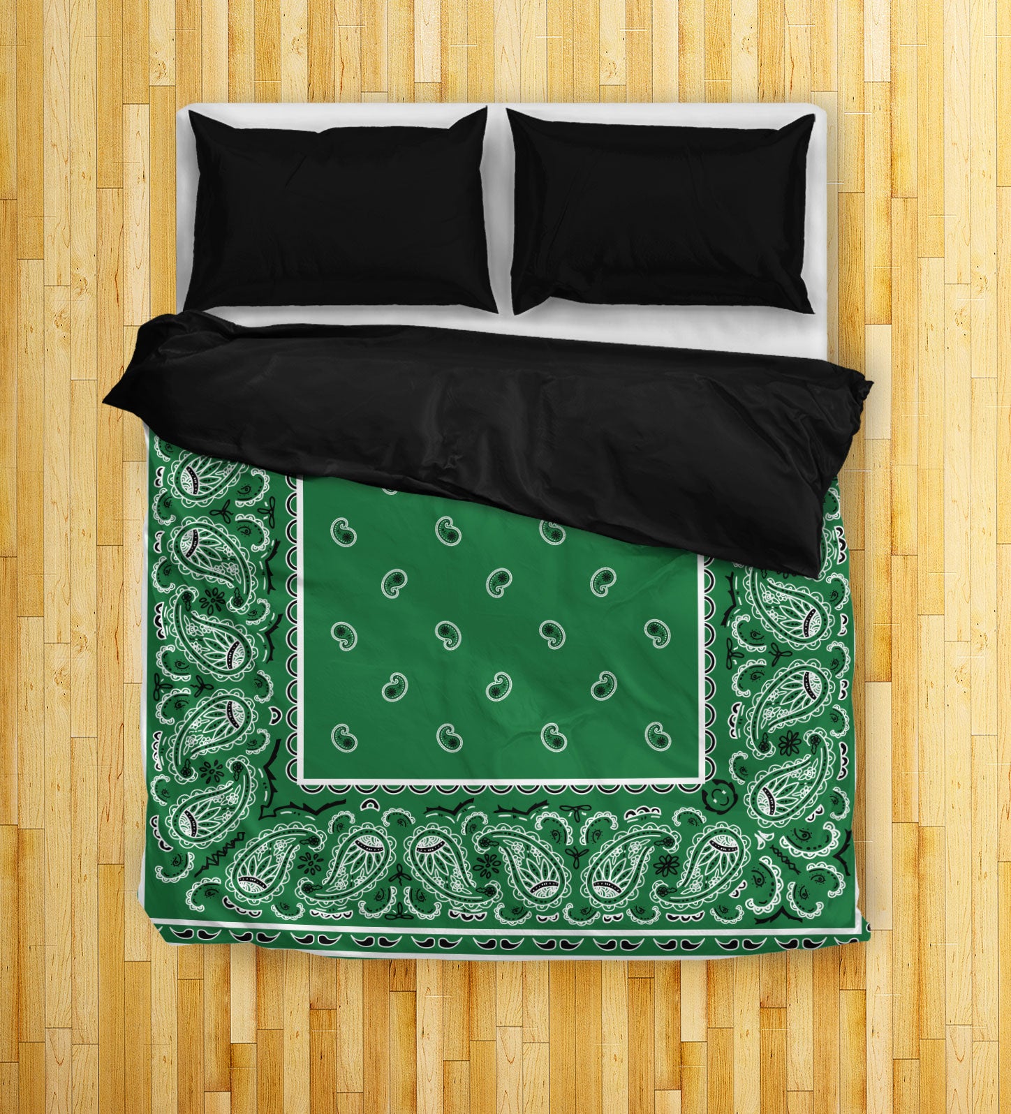 Green Bandana Duvet Cover Set