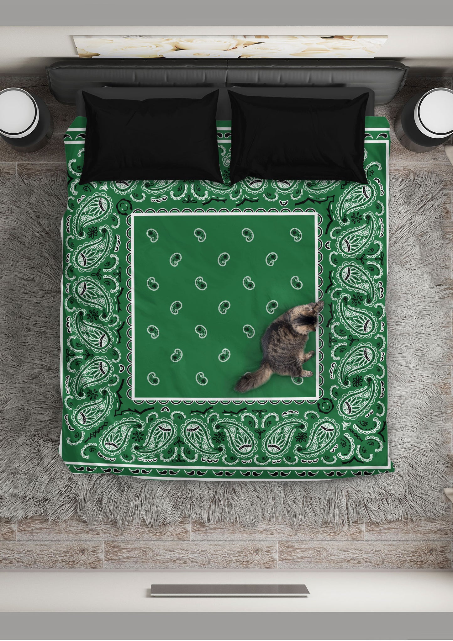 Green Bandana Duvet Cover Set