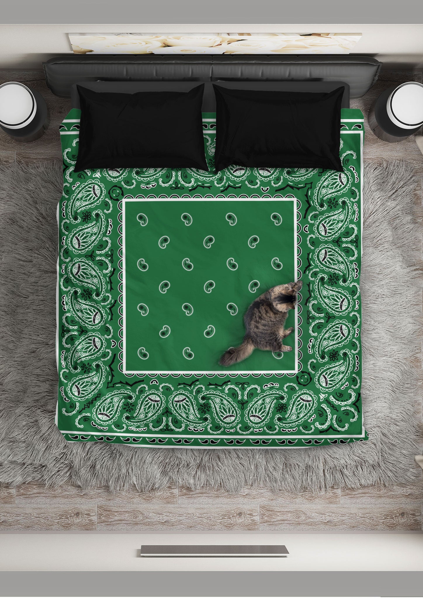 Green Bandana Duvet Cover Set