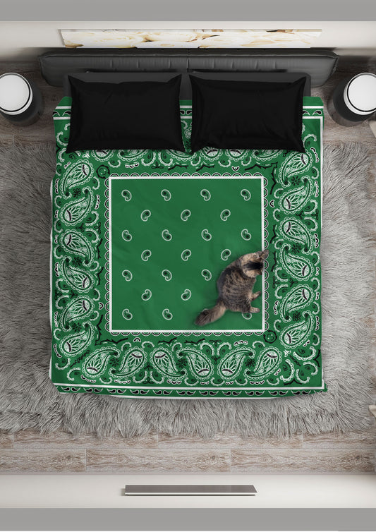 Green Bandana Duvet Cover Set