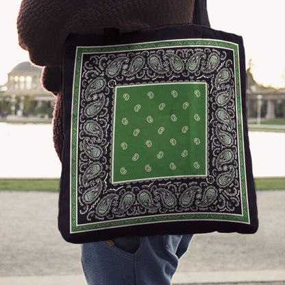 black with Green bandana tote bags
