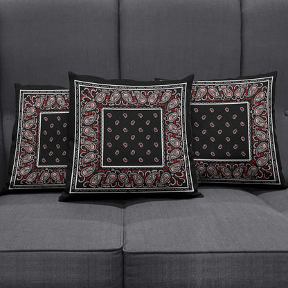 Wicked Black Bandana Throw Pillow Covers