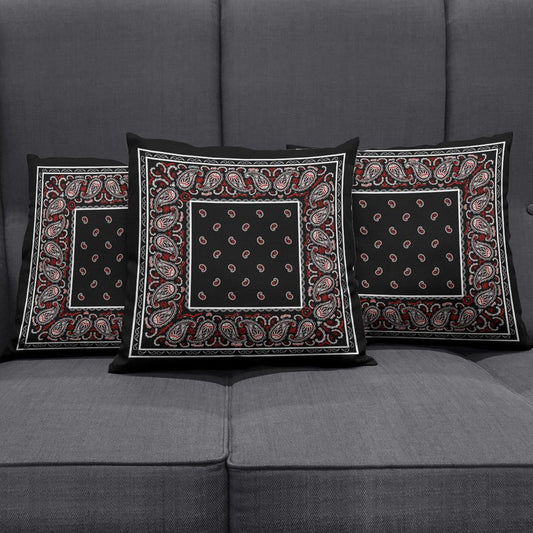 Wicked Black Bandana Throw Pillow Covers