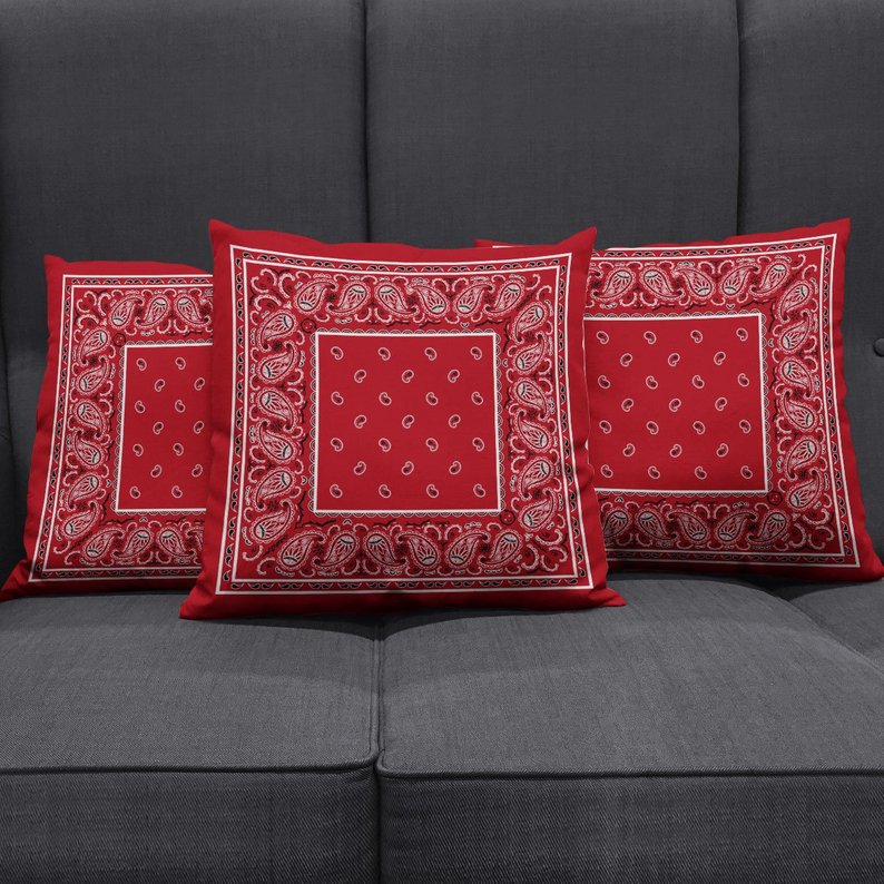 red bandana throw pillows