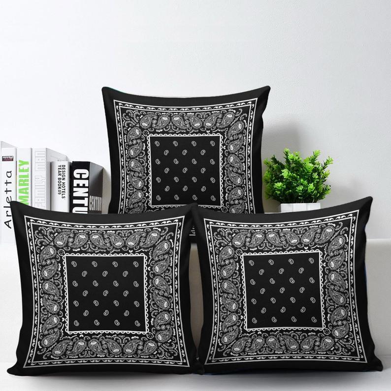 black bandana pillows