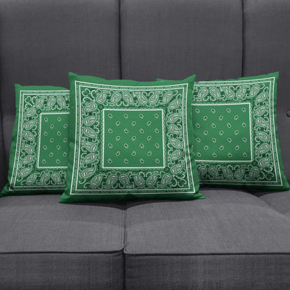 Classic Green Bandana Throw Pillow Covers