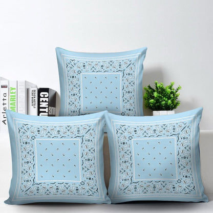 Light Blue Bandana Throw Pillow Covers