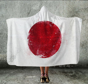 Japan Flag Hooded Blanket