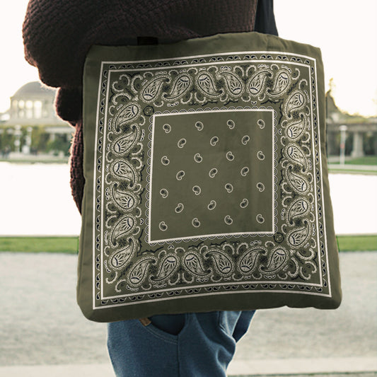 khaki green bandana tote bag