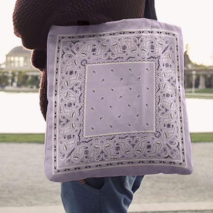 Lavender purple bandana tote bag
