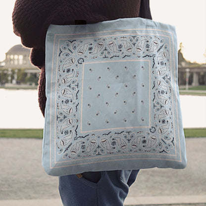 Light Blue Paisley Bandana Tote Bag