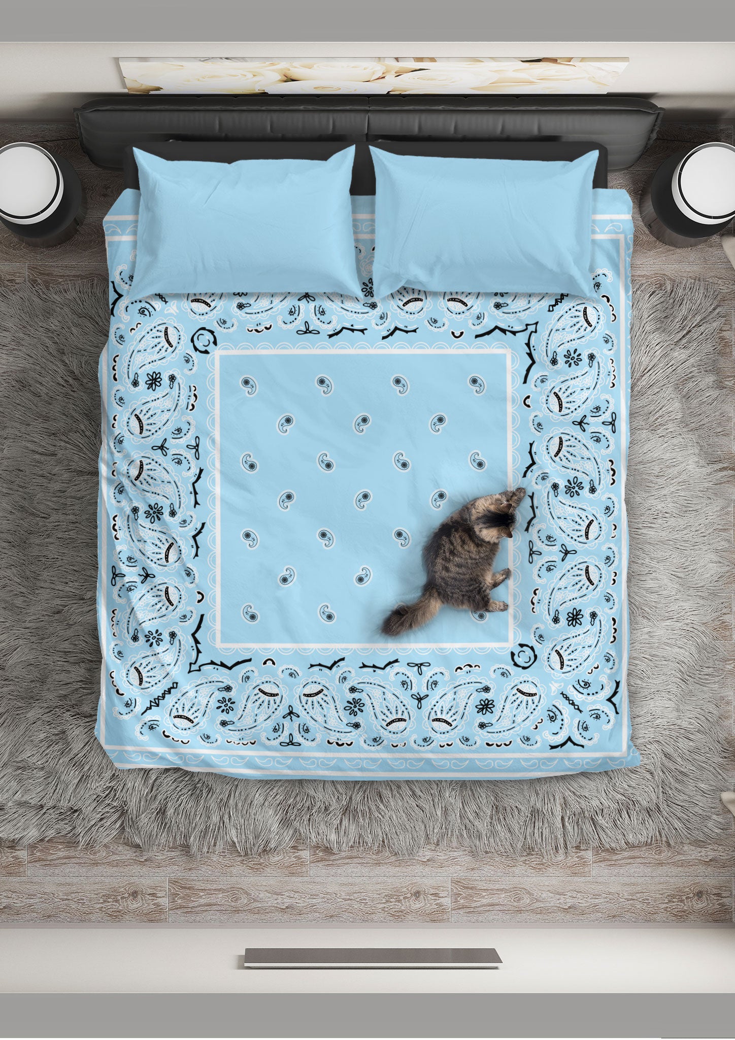 Light Blue Bandana Duvet Cover Set