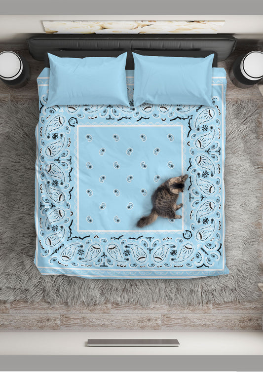 Light Blue Bandana Duvet Cover Set