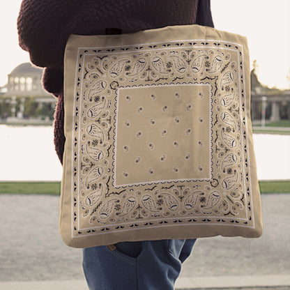 Khaki Paisley Bandana Tote Bag