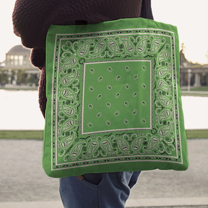 Bright Green Paisley Bandana Tote Bag
