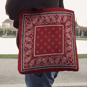 Maroon Paisley Bandana Tote Bag