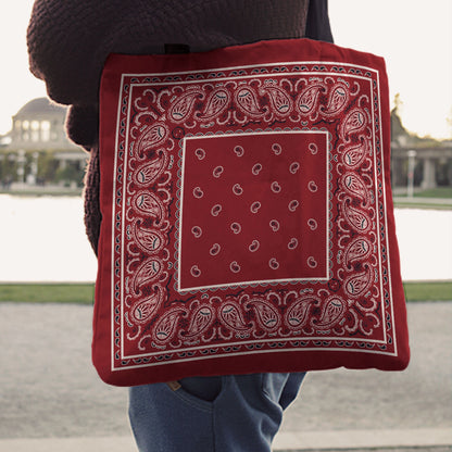 Maroon Red Paisley Bandana Tote Bag