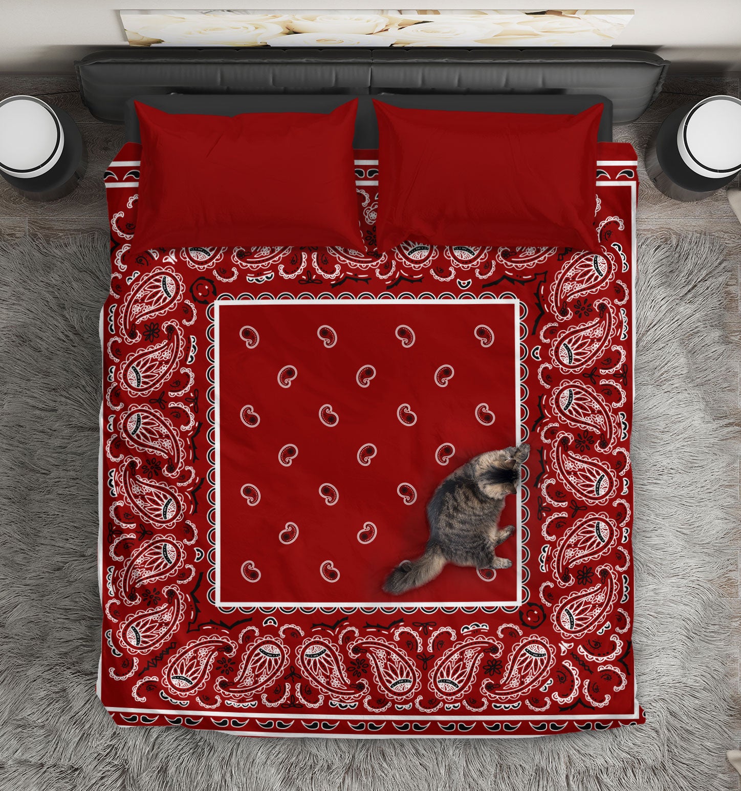 Maroon Bandana Duvet Covet Set