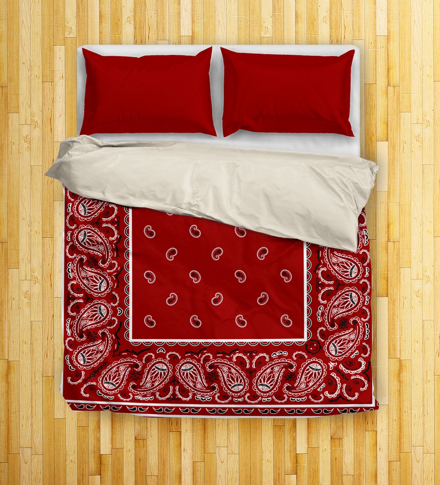 Maroon Bandana Duvet Covet Set