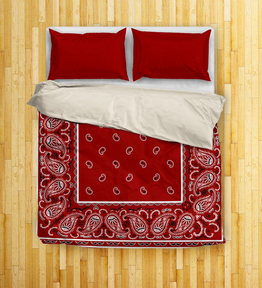 Maroon Bandana Duvet Covet Set