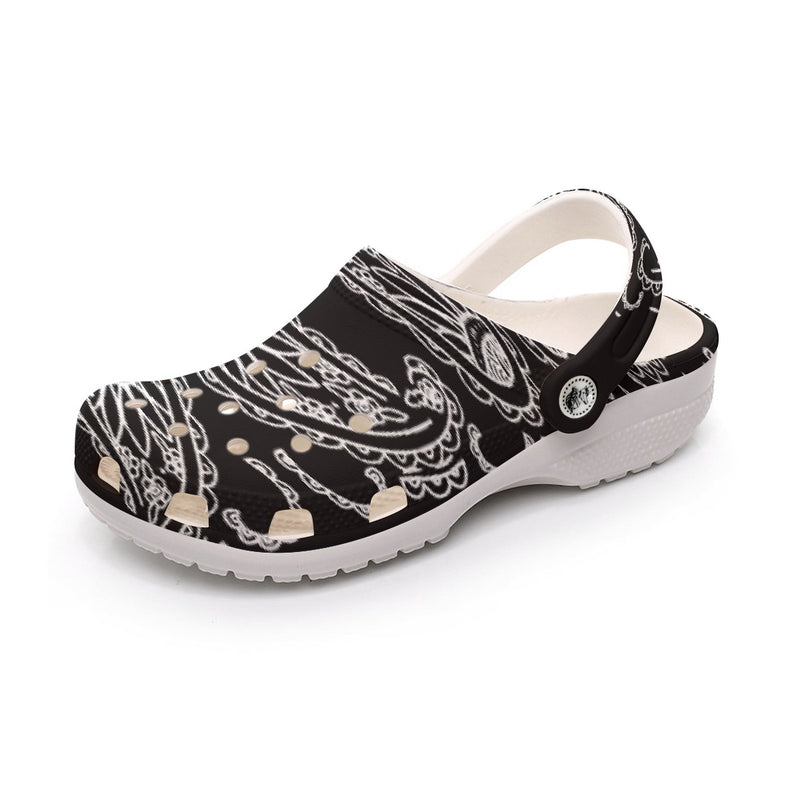 Women's Black Classic Big Bandana Clogs