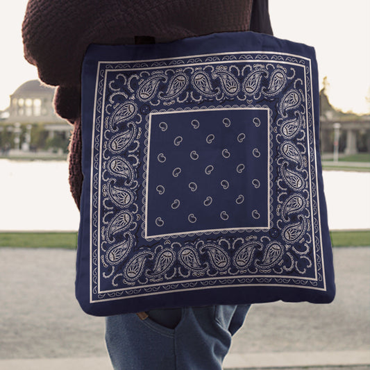 navy blue bandana tote bags