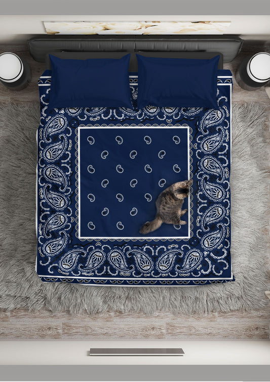 Navy Blue Bandana Duvet Cover Set