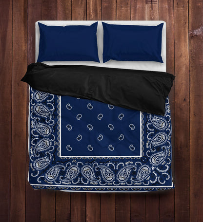 Navy Blue Bandana Duvet Cover Set