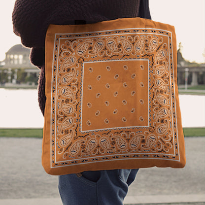 bright orange bandana tote bags