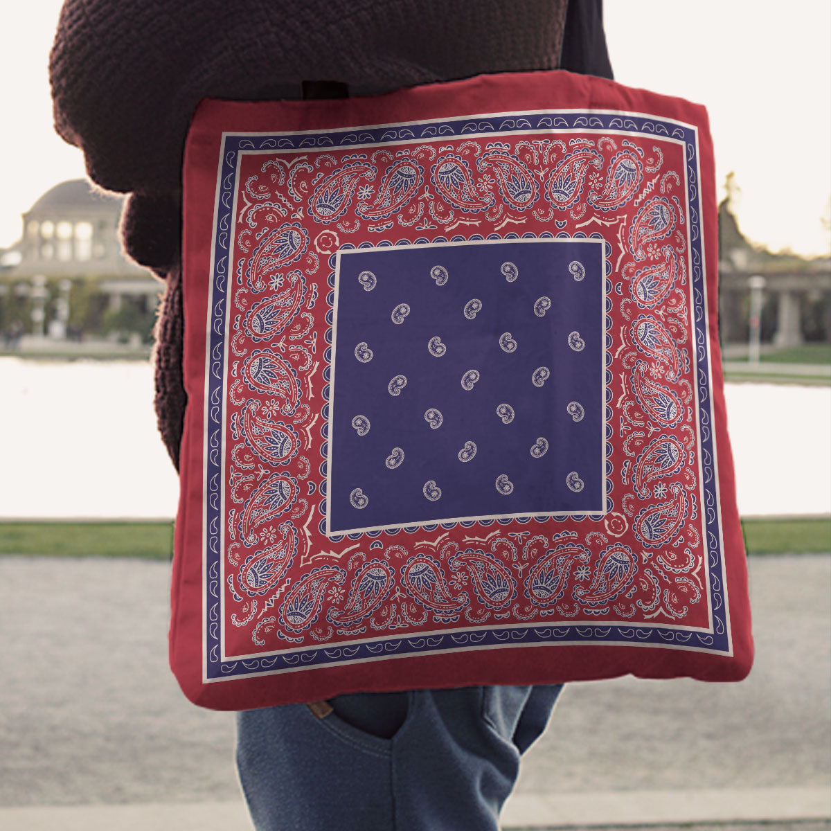 Red white blue and black bandana  Tote Bag for Sale by Albert