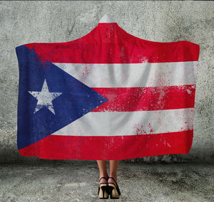 Puerto Rico Flag Hooded Blanket