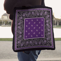 Purple and Black Paisley Bandana Tote Bag