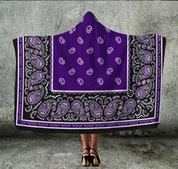 Purple and Black Hooded Blanket