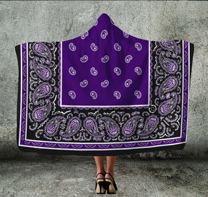 Purple and Black Hooded Blanket