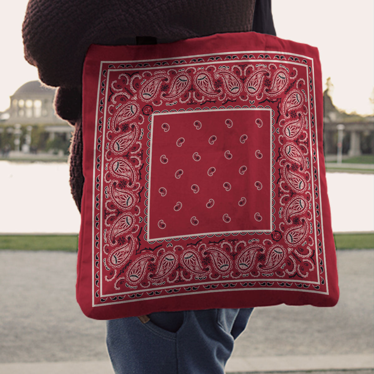 red bandana tote bags