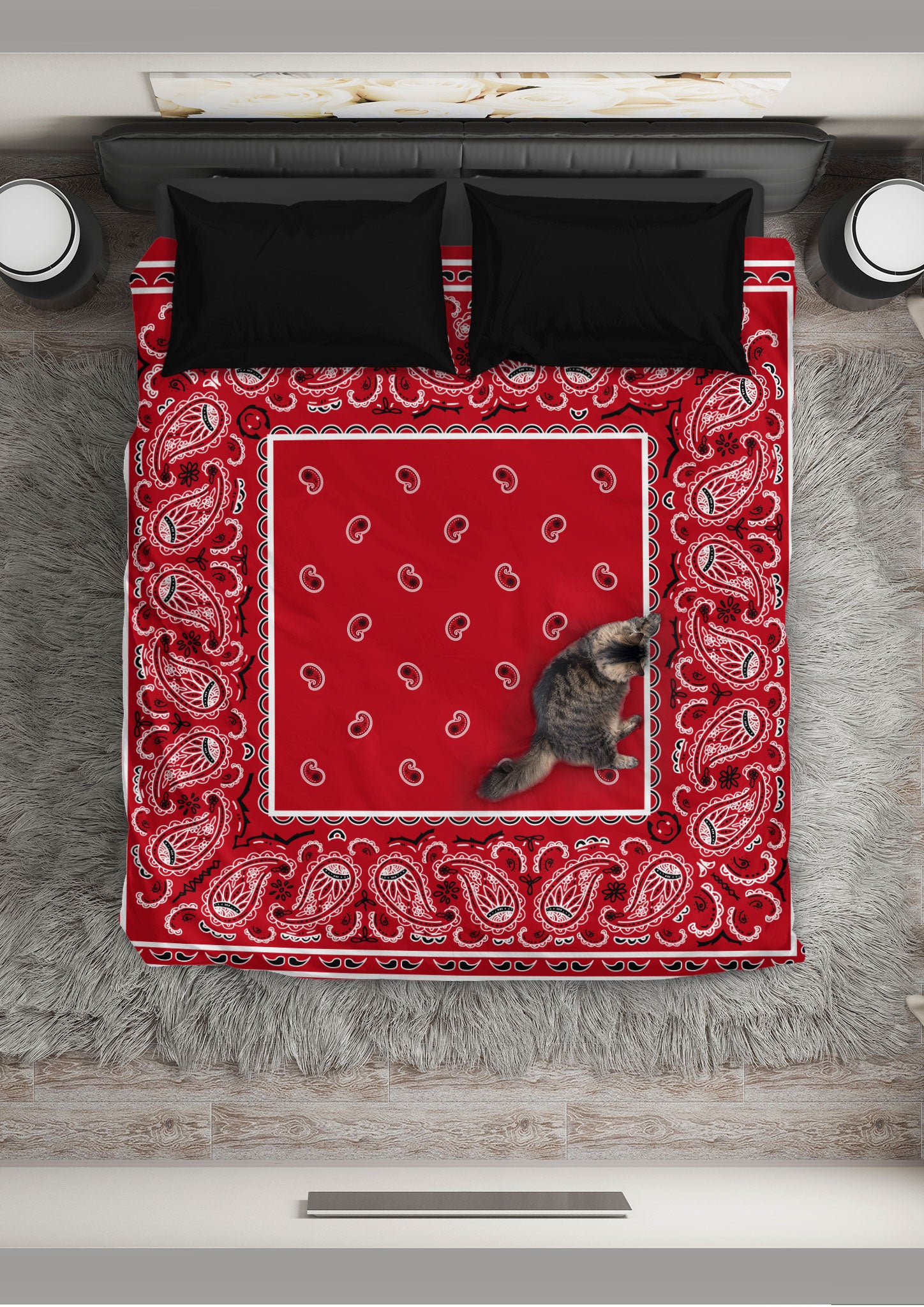 Red Bandana Duvet Cover Set