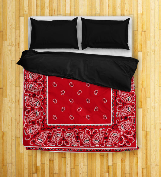 Red Bandana Duvet Cover Set