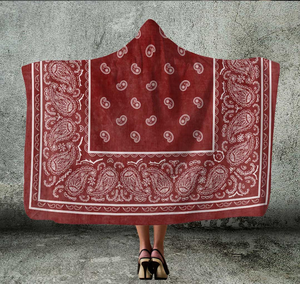 Faded Red Bandana Hooded Blanket