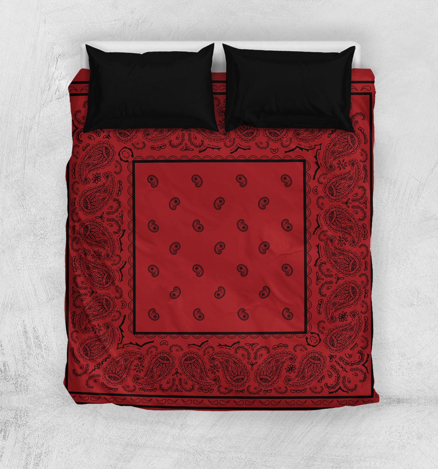 Red with Black Bandana Duvet Cover Set