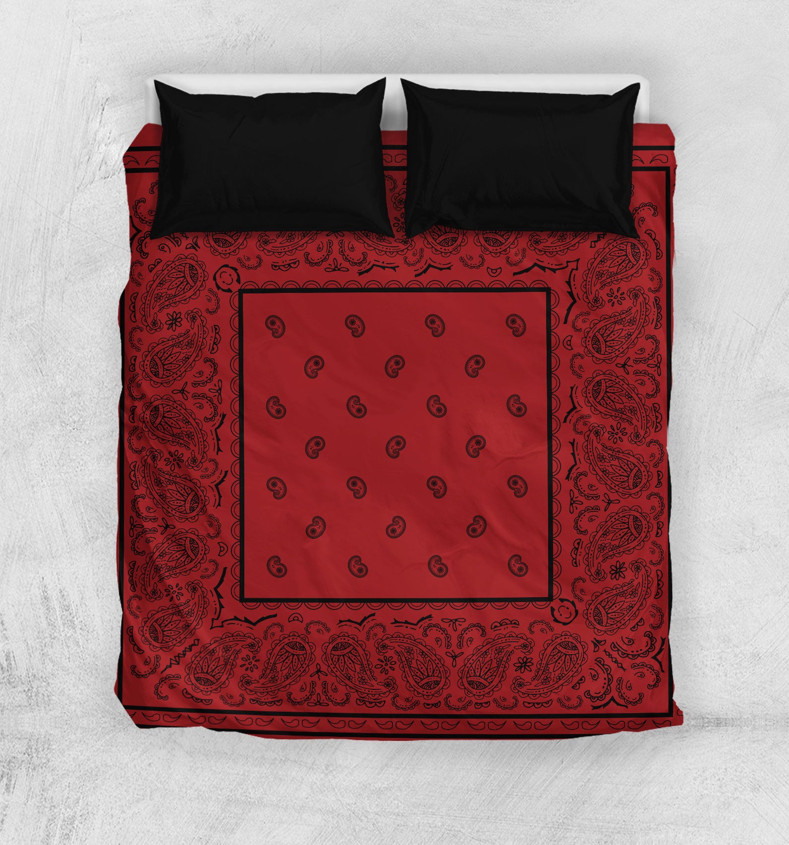 Red with Black Bandana Duvet Cover Set
