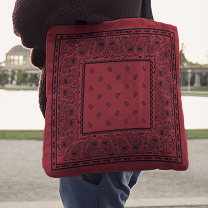 Black and Red Paisley Bandana Tote Bag