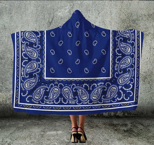 Royal Blue Bandana Hooded Blanket