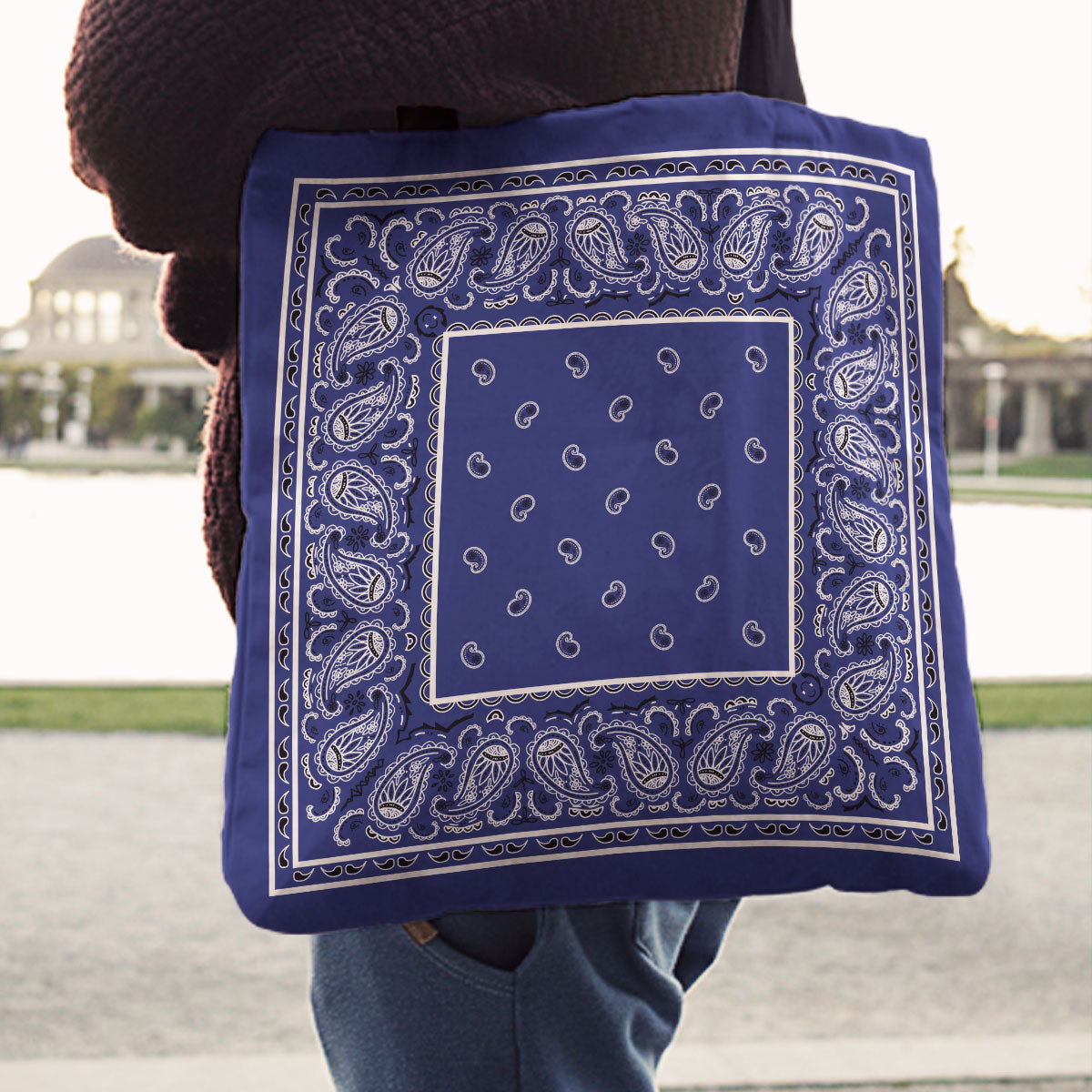royal blue Paisley Bandana Tote Bag