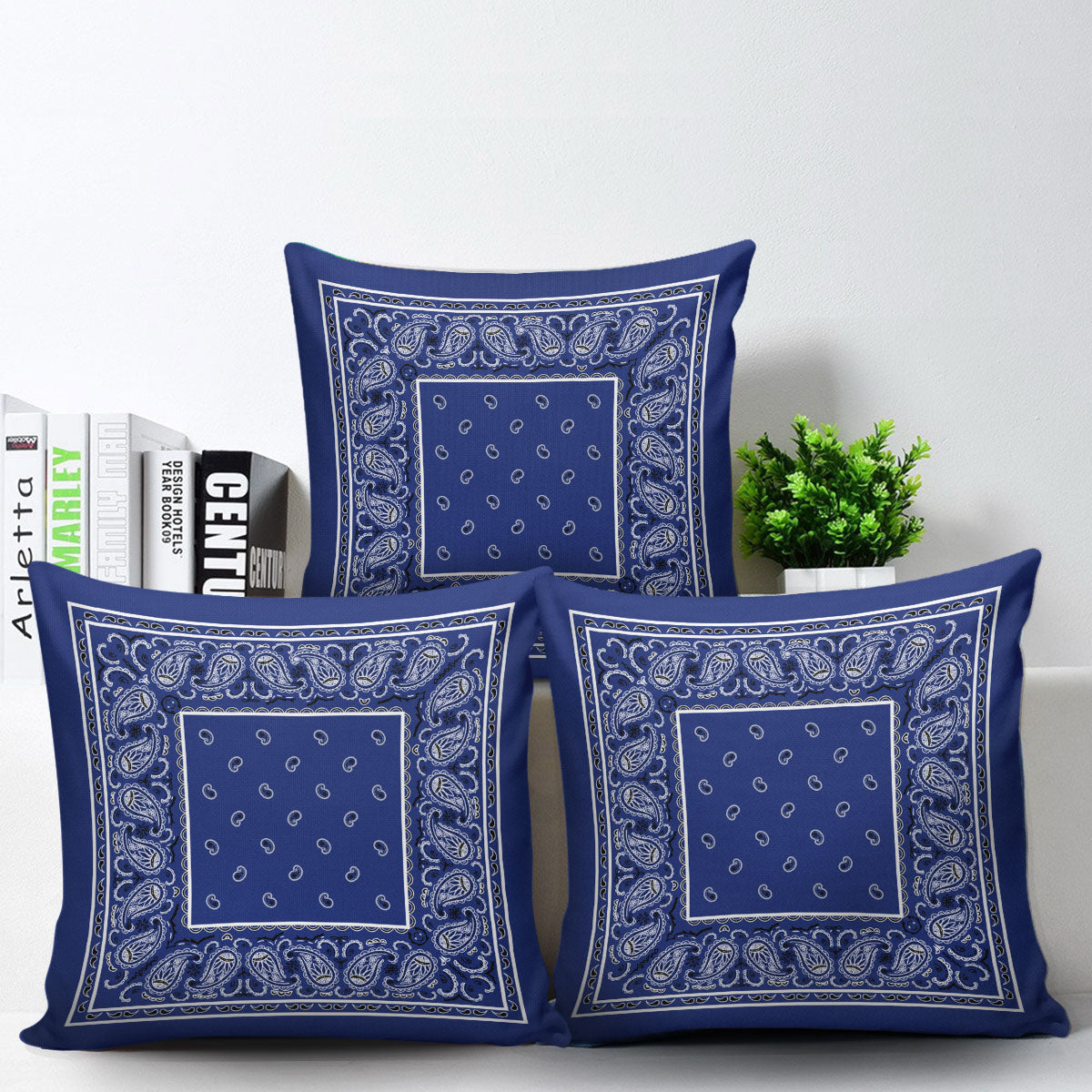 royal blue bandana throw pillows