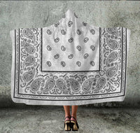 Silver Gray Bandana Hooded Blanket