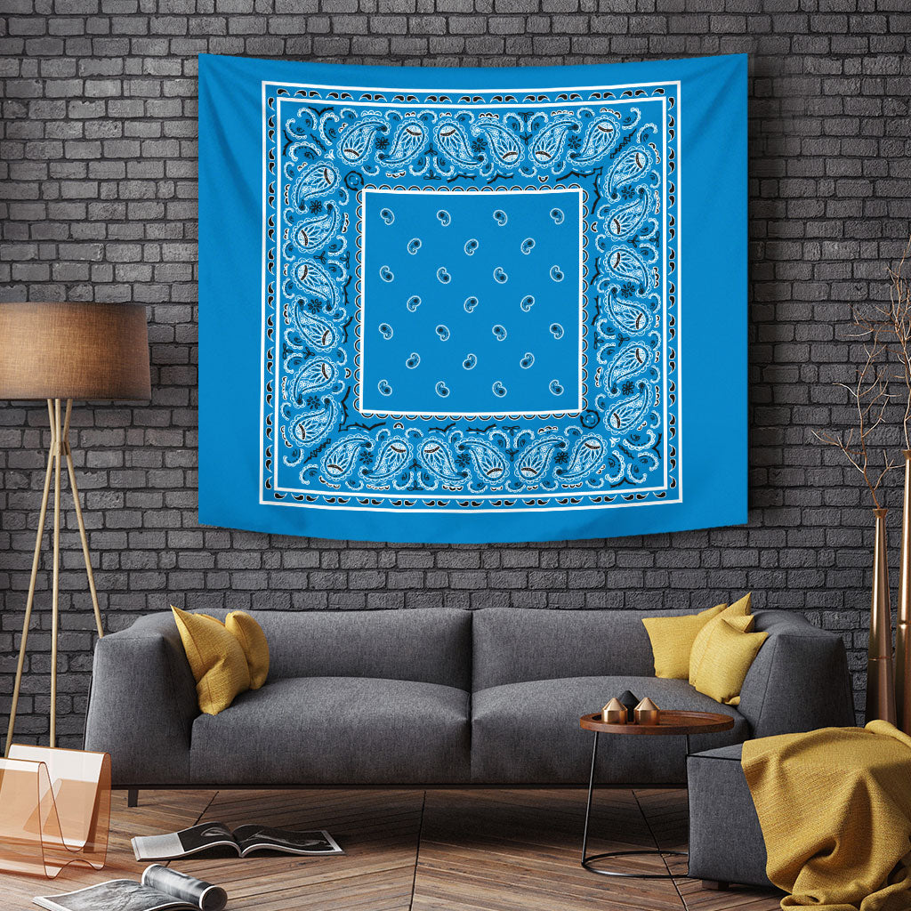 blue bandanna wall art tapestry