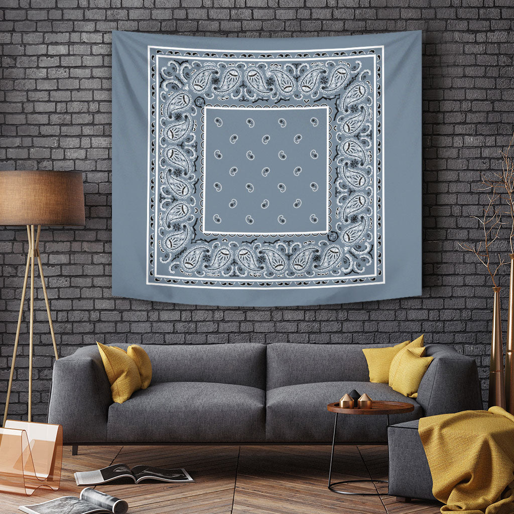 slate blue bandana wall art tapestry
