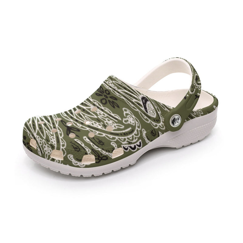 Women's Army Green Classic Big Bandana Clogs