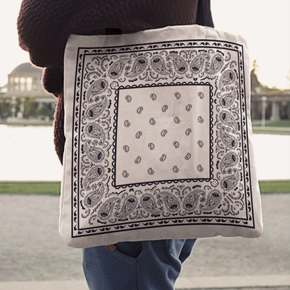 White Paisley Bandana Tote Bag